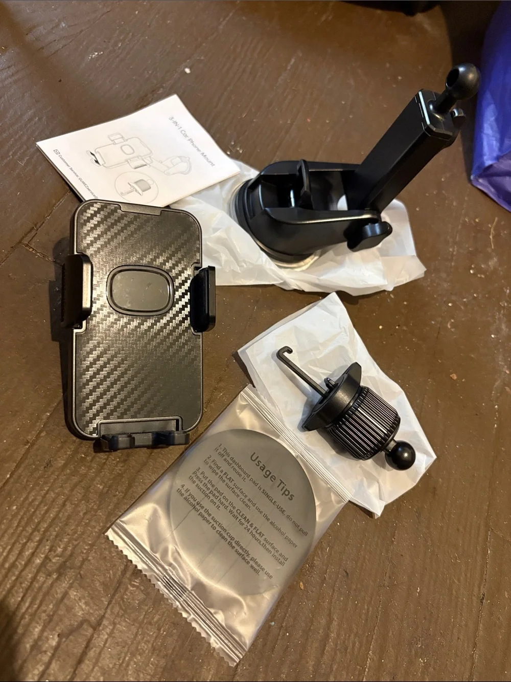 3-in-1 Black Car Phone Mount Holder -